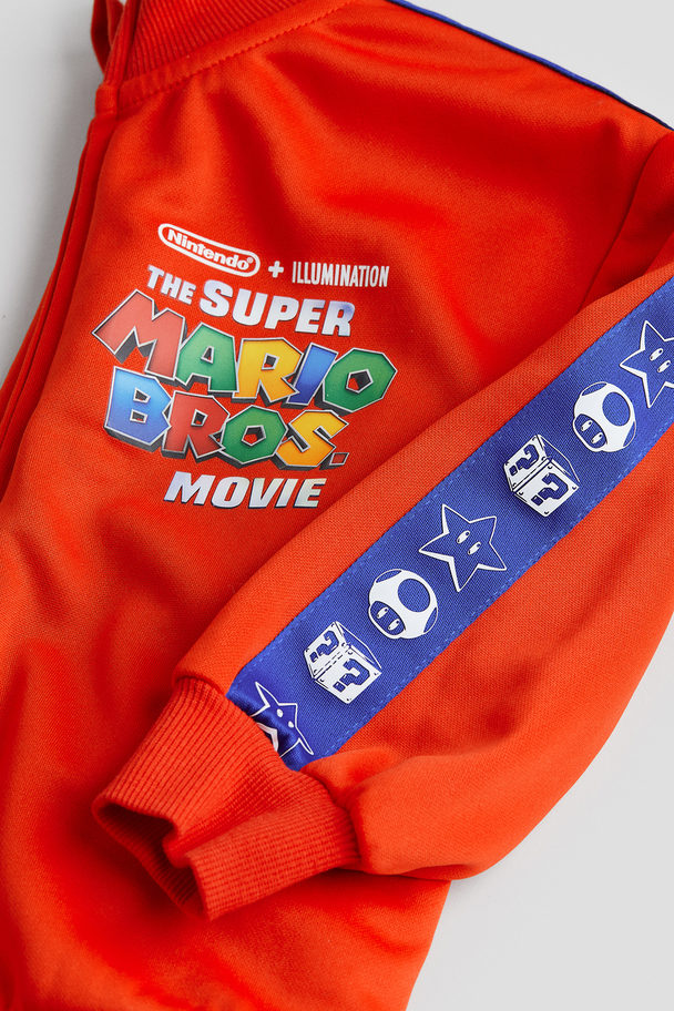 H&M Printed Track Jacket Bright Red/super Mario