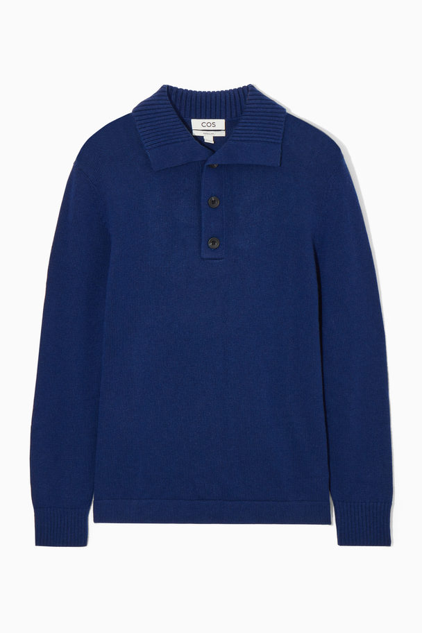 COS Wool And Cashmere Polo Shirt Dark Blue