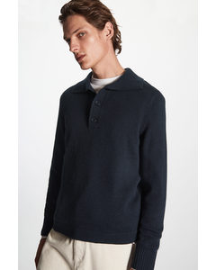 Regular-fit Wool-cashmere Polo Shirt Navy