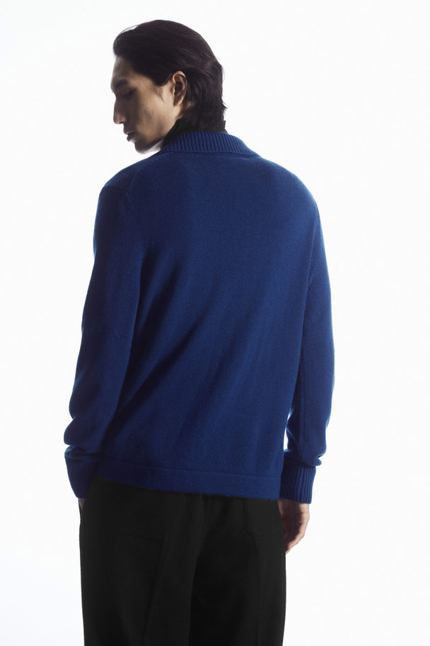 COS Wool And Cashmere Polo Shirt Dark Blue