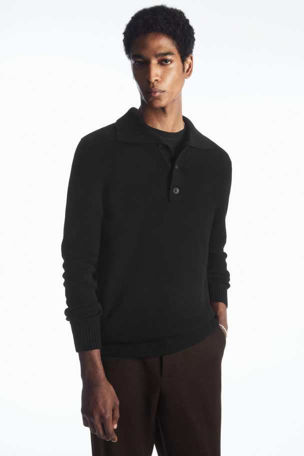 COS Wool And Cashmere Polo Shirt Black