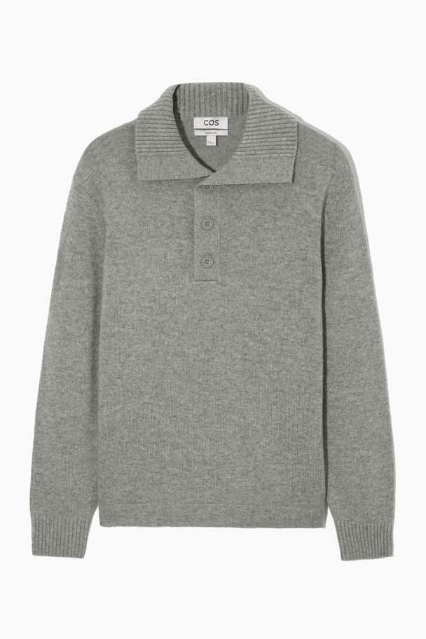 COS Regular-fit Wool-cashmere Polo Shirt Grey