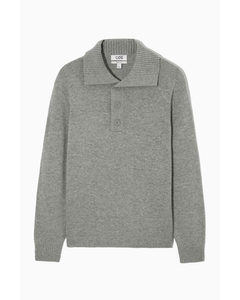Regular-fit Wool-cashmere Polo Shirt Grey