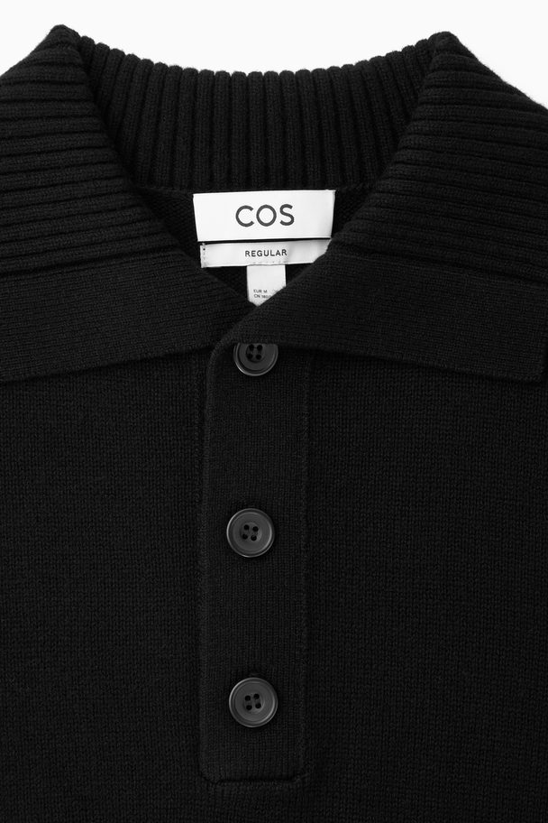 COS Wool And Cashmere Polo Shirt Black