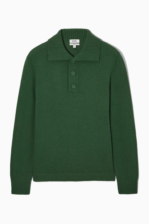 COS Regular-fit Wool-cashmere Polo Shirt Dark Green