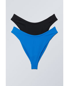 2-pack Bikinibroekjes Met Ronde Tailleband Zwart En Blauw