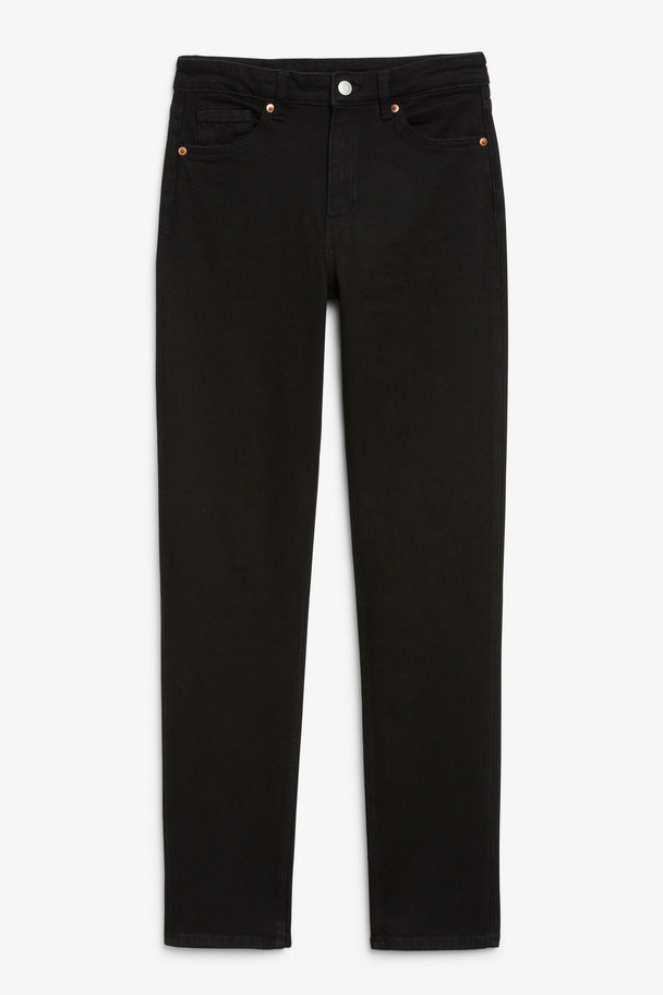 Monki Zwarte Lumi Jeans Met Halfhoge Taille Zwart