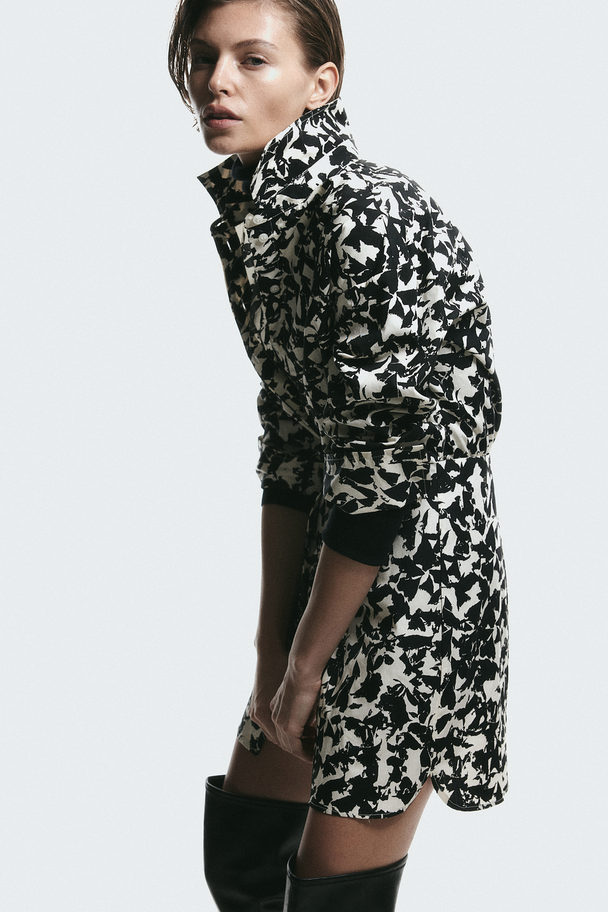 H&M Skjortklänning I Bomull Svart/mönstrad