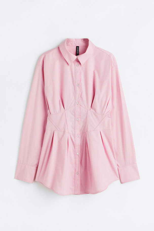 H&M Tapered-waist Poplin Shirt Light Pink