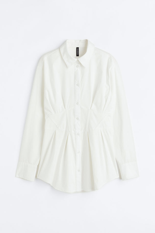 H&M Tapered-waist Poplin Shirt White