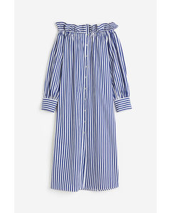 Off-the-shoulder Dress Blue/striped