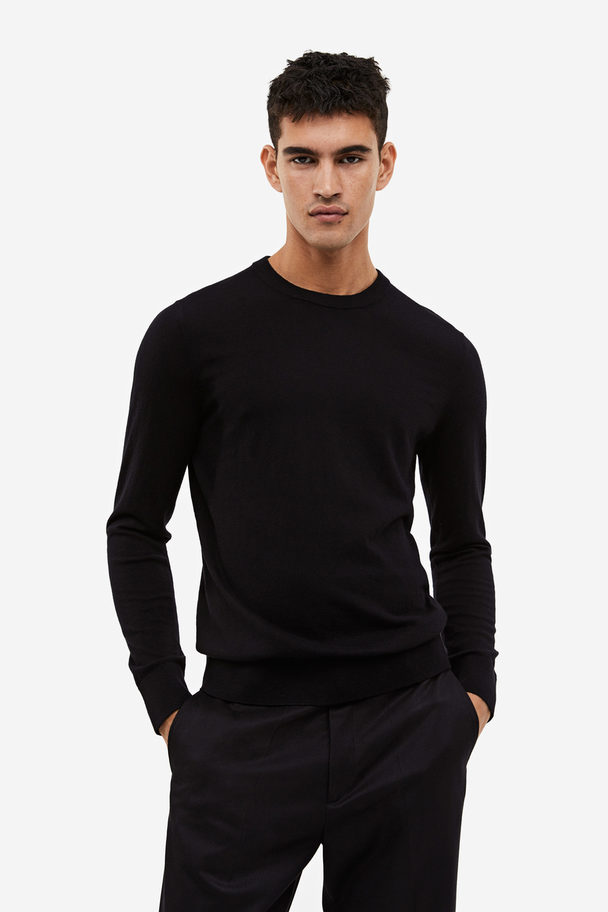 H&M Slim Fit Cashmere-blend Jumper Black