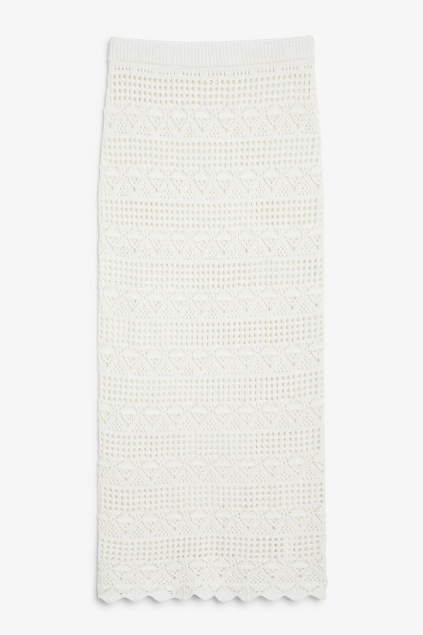Monki White Crochet Style Midi Skirt White