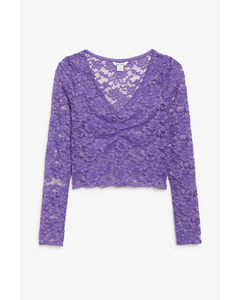 Lace Ruched Top Lilac Lace