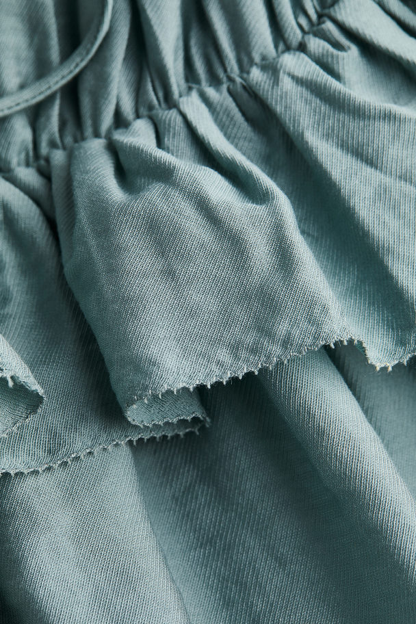 H&M Drapiertes Kleid mit Bindedetails Blaugrau