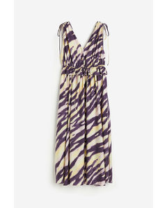 Draped Tie-detail Dress Dark Purple/zebra Print