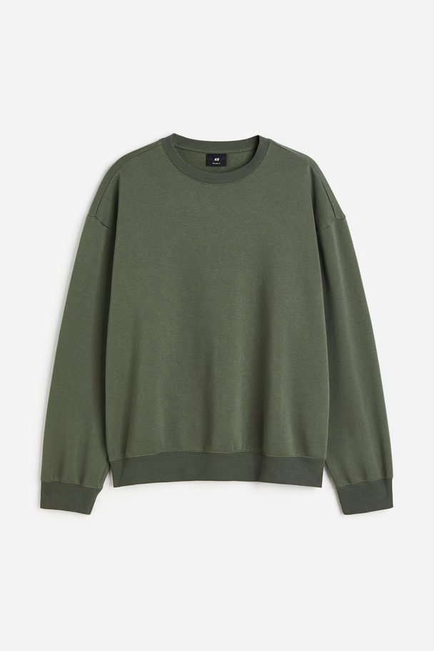 H&M Loose Fit Sweatshirt Mørk Grønn