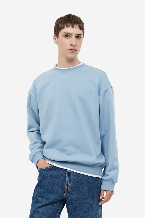 H&M Loose Fit Sweatshirt Light Blue