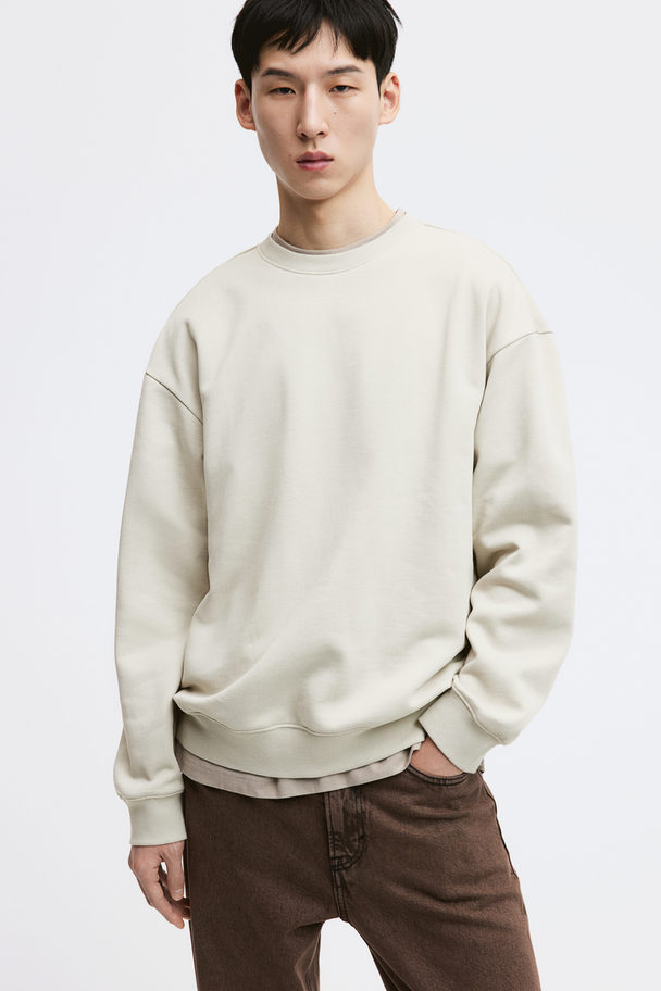 H&M Loose Fit Sweatshirt Light Beige