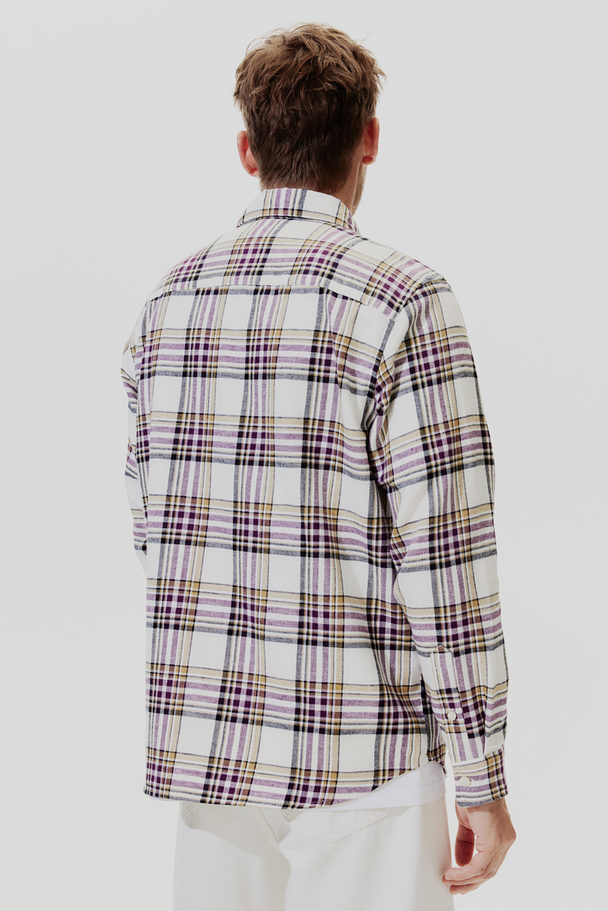 H&M Overhemd - Regular Fit Wit/paars Geruit