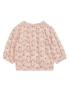 Crinkled Jersey Blouse Peach/green