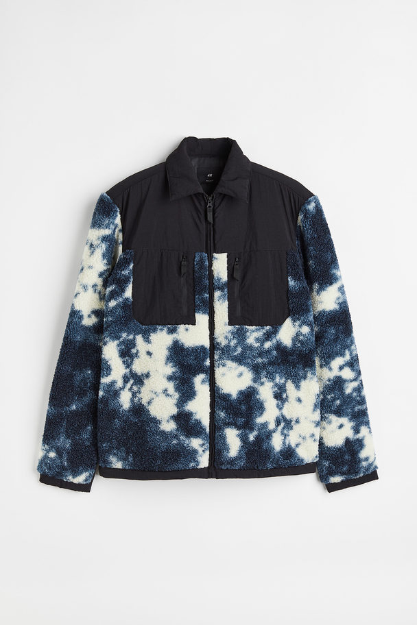 H&M Regular Fit Teddy Overshirt Black/patterned