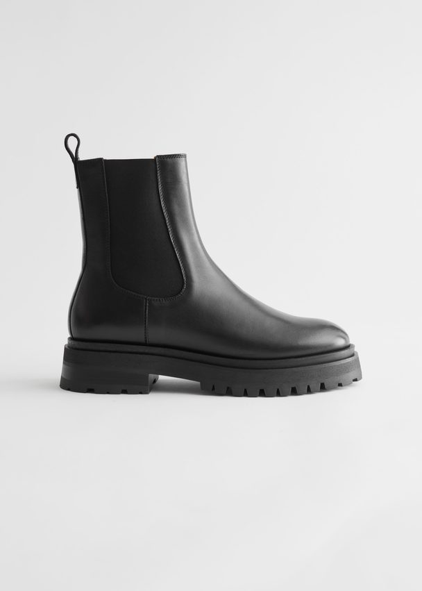 & Other Stories Chunky Leather Chelsea Boots Black