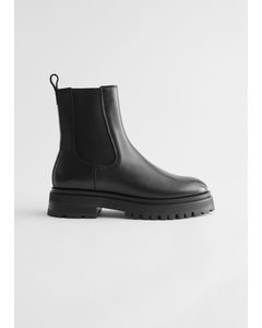 Chunky Leather Chelsea Boots Black