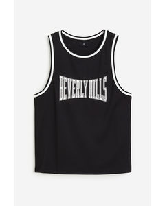 Relaxed Fit Printed Mesh Vest Top Black/beverly Hills