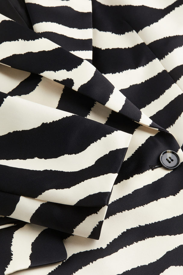 H&M Zweireihiger Blazer in Oversize-Passform Cremefarben/Zebramuster