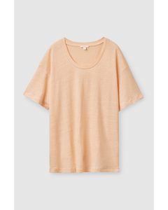 Loose-fit Linen T-shirt Light Orange