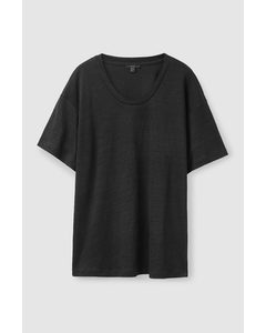 Loose-fit Linen T-shirt Black
