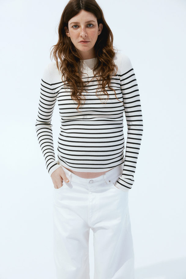 H&M Mama Rib-knit Jumper White/striped