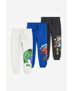 Set Van 3 Joggers Met Print Helderblauw/marvel Comics