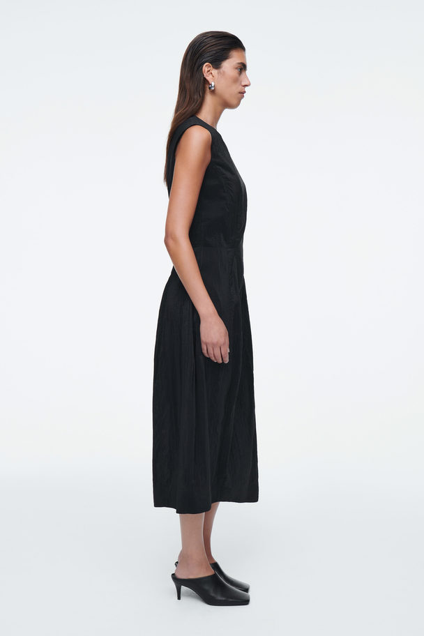 COS Sleeveless Topstitched Midi Dress Black