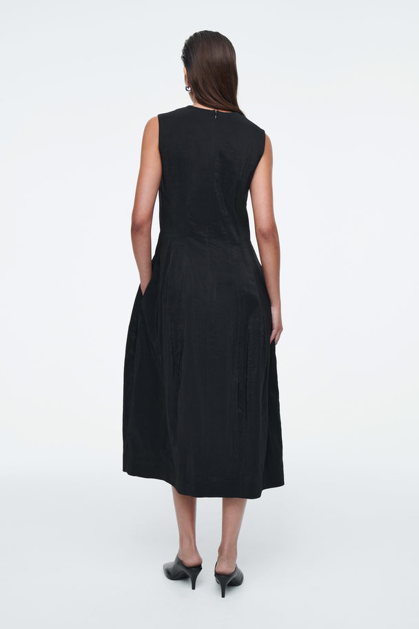 COS Sleeveless Topstitched Midi Dress Black