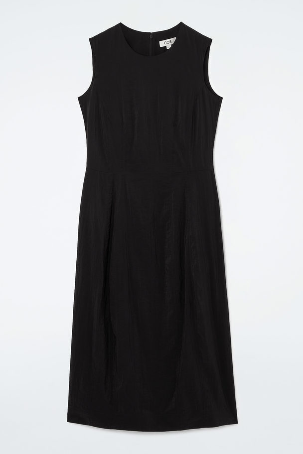 COS Sleeveless Topstitched Midi Dress Black