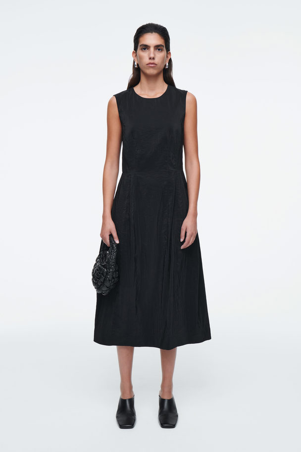 COS Sleeveless Topstitched Midi Dress Black