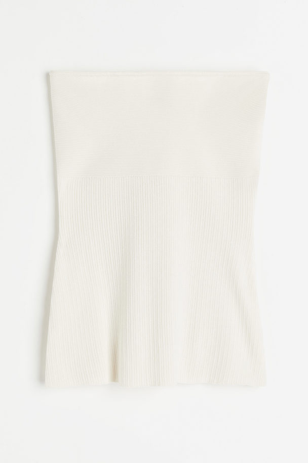 H&M Ribgebreide Tubetop Roomwit