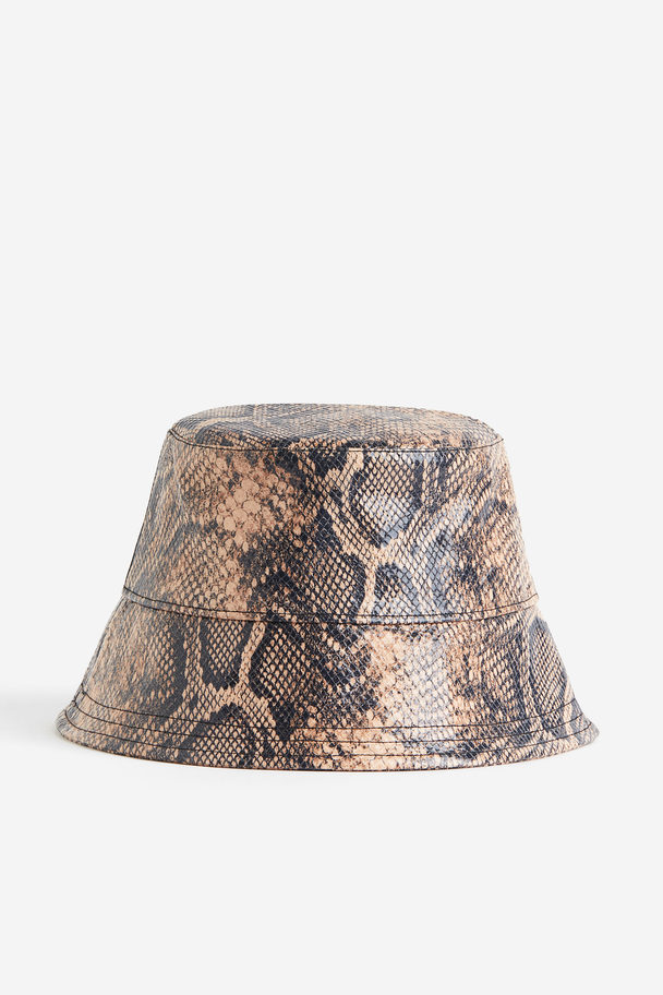 H&M Bucket Hat Beige/snakeskin-patterned