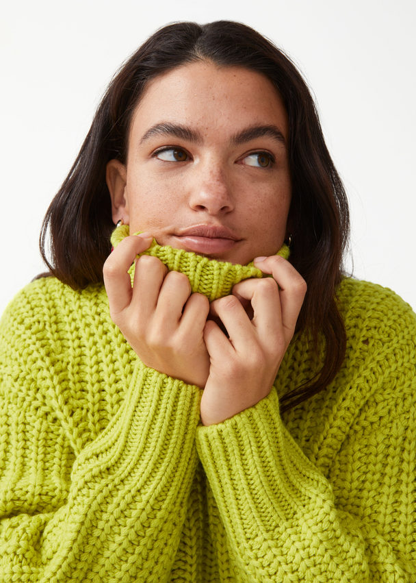 & Other Stories Chunky Wool Knit Jumper Green
