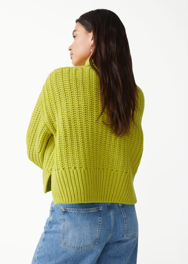 & Other Stories Chunky Wool Knit Jumper Green