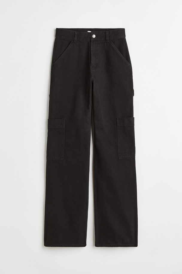 H&M Wide Cargo Trousers Black