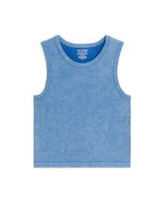 Nahtloses, geripptes Tanktop Verwaschenes Blau