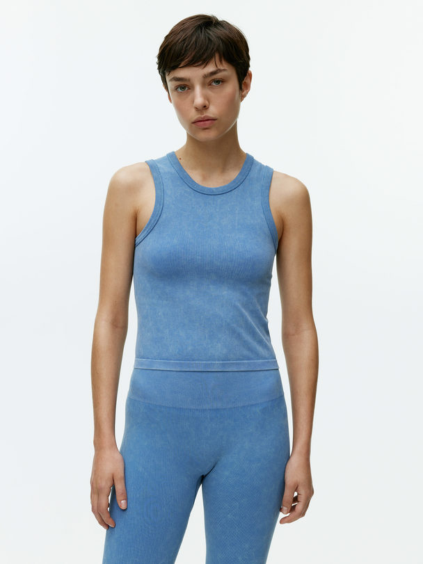 ARKET Ribbed Seamless Tank Top Washed Blue