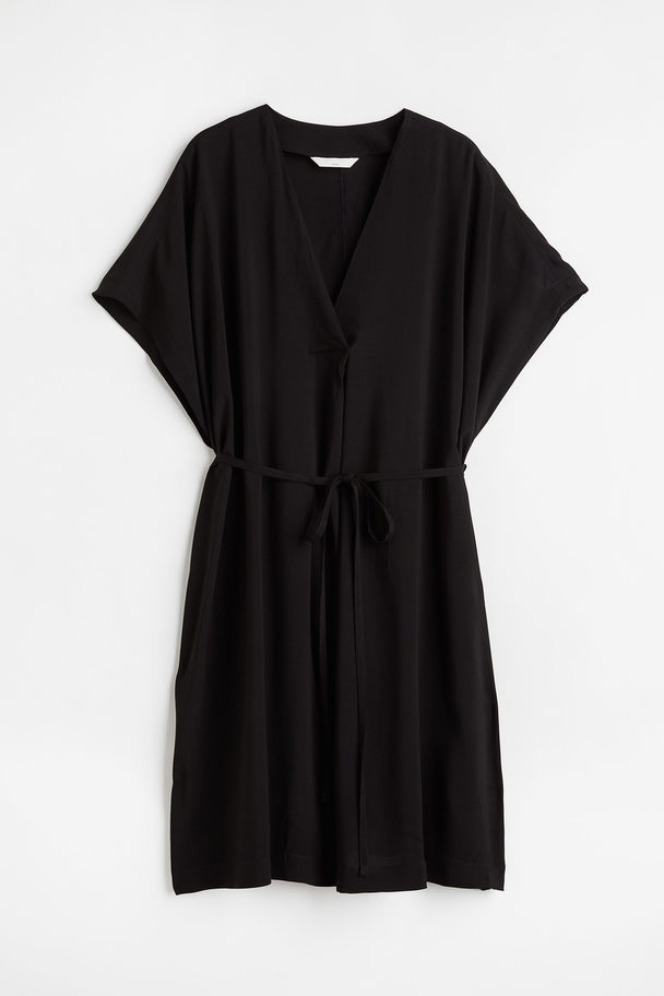 H&M MAMA Kleid mit V-Ausschnitt Schwarz