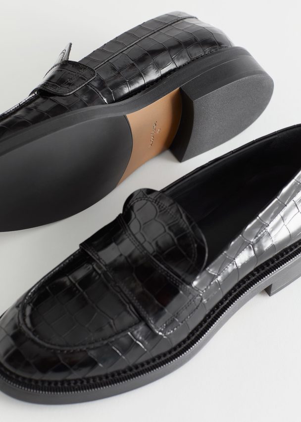 & Other Stories Leather Penny Loafers Black
