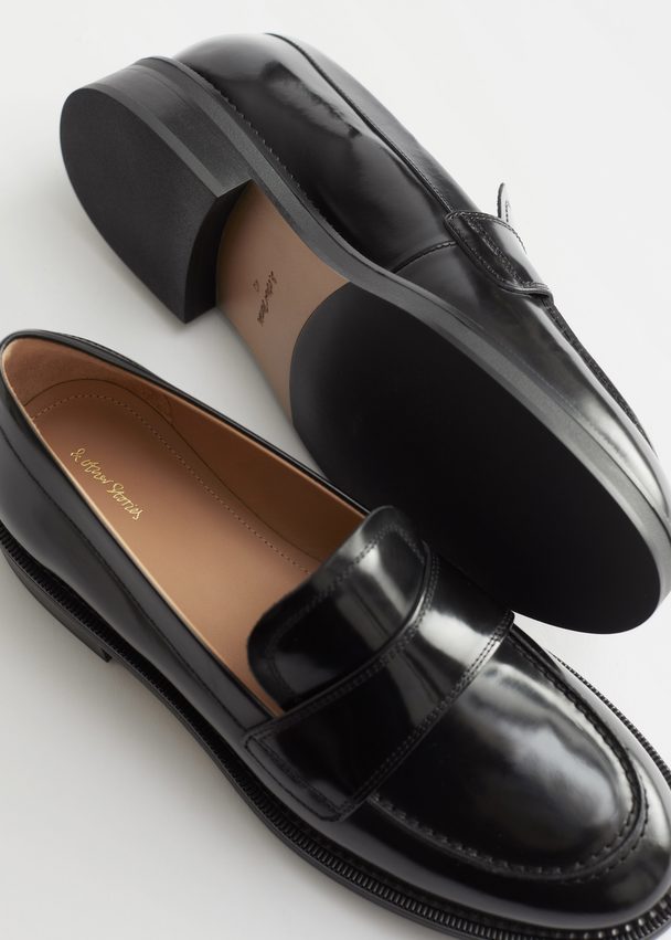 & Other Stories Leather Penny Loafers Black
