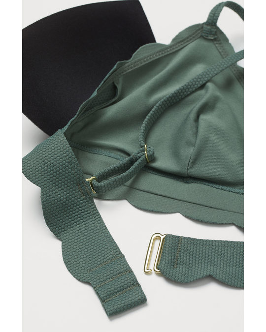 H&M Padded Triangle Bikini Top Khaki Green