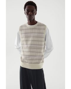 Regular-fit Jacquard Knit Vest Beige